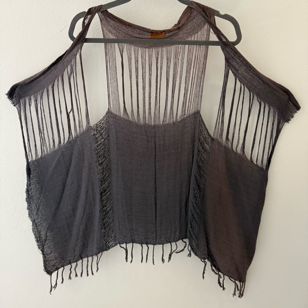 Caravana Tulum Plum Open Knit Gauze Boho Festival Desert Coachella Cardigan OS - Picture 3 of 11